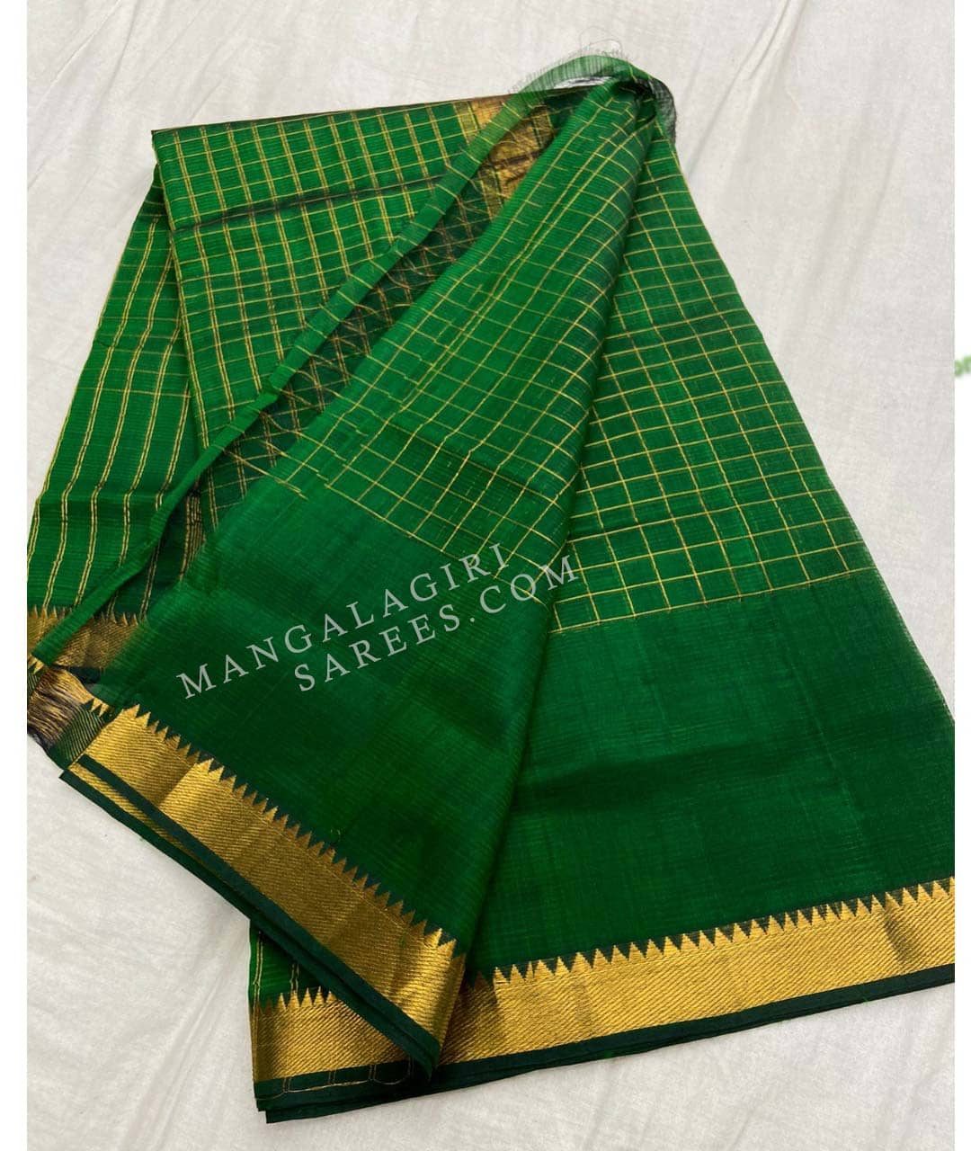 Pure Mangalagiri Handloom Gold Zari Checks Pattu Sarees CottonSilk ...
