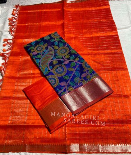 Mangalagiri Kuppadam Silk / Cotton Lehenga Set-DSBMKPLHCT97470 – Weavesmart